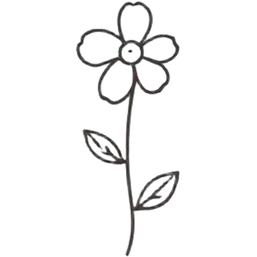 Hand-drawn flower with two leaves